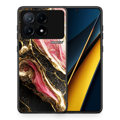Θήκη Xiaomi Poco X6 Pro 5G Glamorous Pink Marble από τη Smartfits με σχέδιο στο πίσω μέρος και μαύρο περίβλημα | Xiaomi Poco X6 Pro 5G Glamorous Pink Marble case with colorful back and black bezels