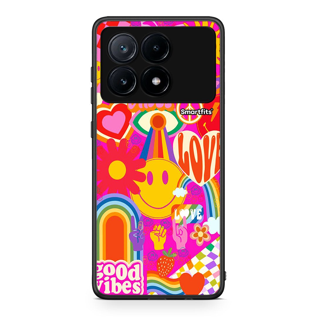 Xiaomi Poco X6 Pro 5G Hippie Love θήκη από τη Smartfits με σχέδιο στο πίσω μέρος και μαύρο περίβλημα | Smartphone case with colorful back and black bezels by Smartfits