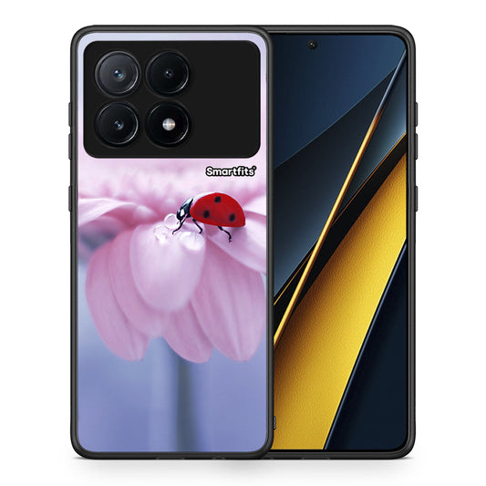 Θήκη Xiaomi Poco X6 Pro 5G Ladybug Flower από τη Smartfits με σχέδιο στο πίσω μέρος και μαύρο περίβλημα | Xiaomi Poco X6 Pro 5G Ladybug Flower case with colorful back and black bezels