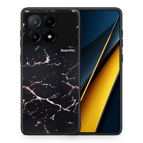 Θήκη Xiaomi Poco X6 Pro 5G Black Rosegold Marble από τη Smartfits με σχέδιο στο πίσω μέρος και μαύρο περίβλημα | Xiaomi Poco X6 Pro 5G Black Rosegold Marble case with colorful back and black bezels
