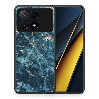 Θήκη Xiaomi Poco X6 Pro 5G Marble Blue από τη Smartfits με σχέδιο στο πίσω μέρος και μαύρο περίβλημα | Xiaomi Poco X6 Pro 5G Marble Blue case with colorful back and black bezels