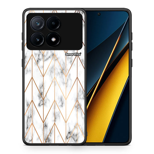 Θήκη Xiaomi Poco X6 Pro 5G Gold Geometric Marble από τη Smartfits με σχέδιο στο πίσω μέρος και μαύρο περίβλημα | Xiaomi Poco X6 Pro 5G Gold Geometric Marble case with colorful back and black bezels