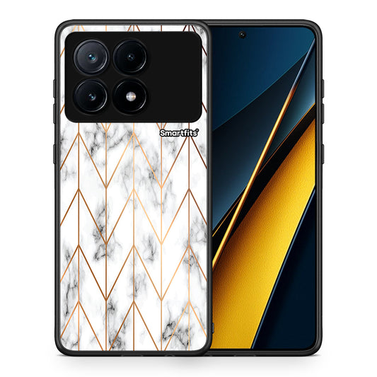 Θήκη Xiaomi Poco X6 Pro 5G Gold Geometric Marble από τη Smartfits με σχέδιο στο πίσω μέρος και μαύρο περίβλημα | Xiaomi Poco X6 Pro 5G Gold Geometric Marble case with colorful back and black bezels