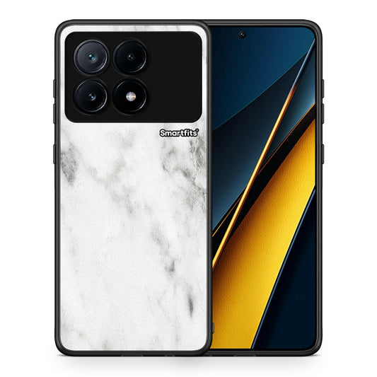 Θήκη Xiaomi Poco X6 Pro 5G White Marble από τη Smartfits με σχέδιο στο πίσω μέρος και μαύρο περίβλημα | Xiaomi Poco X6 Pro 5G White Marble case with colorful back and black bezels