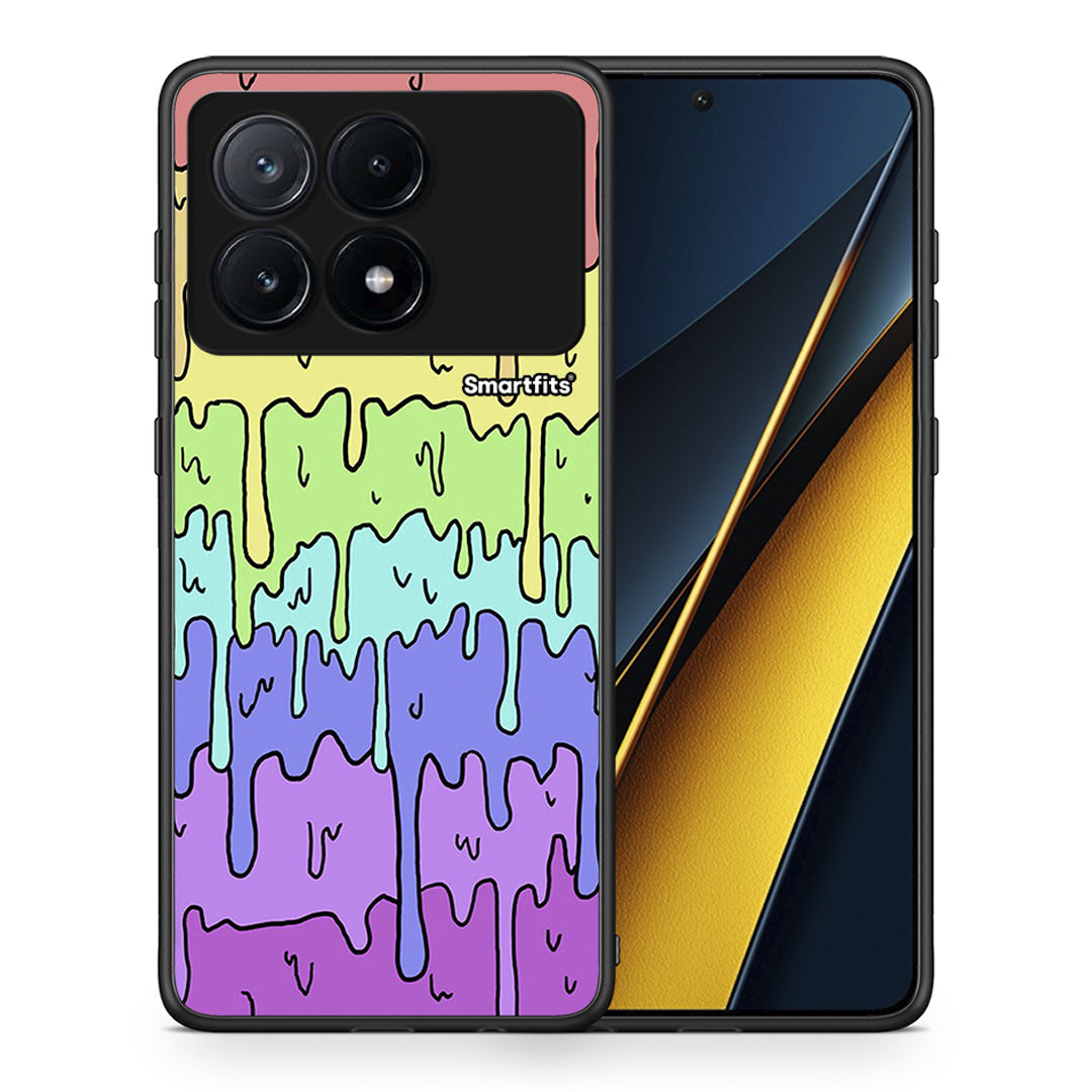Θήκη Xiaomi Poco X6 Pro 5G Melting Rainbow από τη Smartfits με σχέδιο στο πίσω μέρος και μαύρο περίβλημα | Xiaomi Poco X6 Pro 5G Melting Rainbow case with colorful back and black bezels