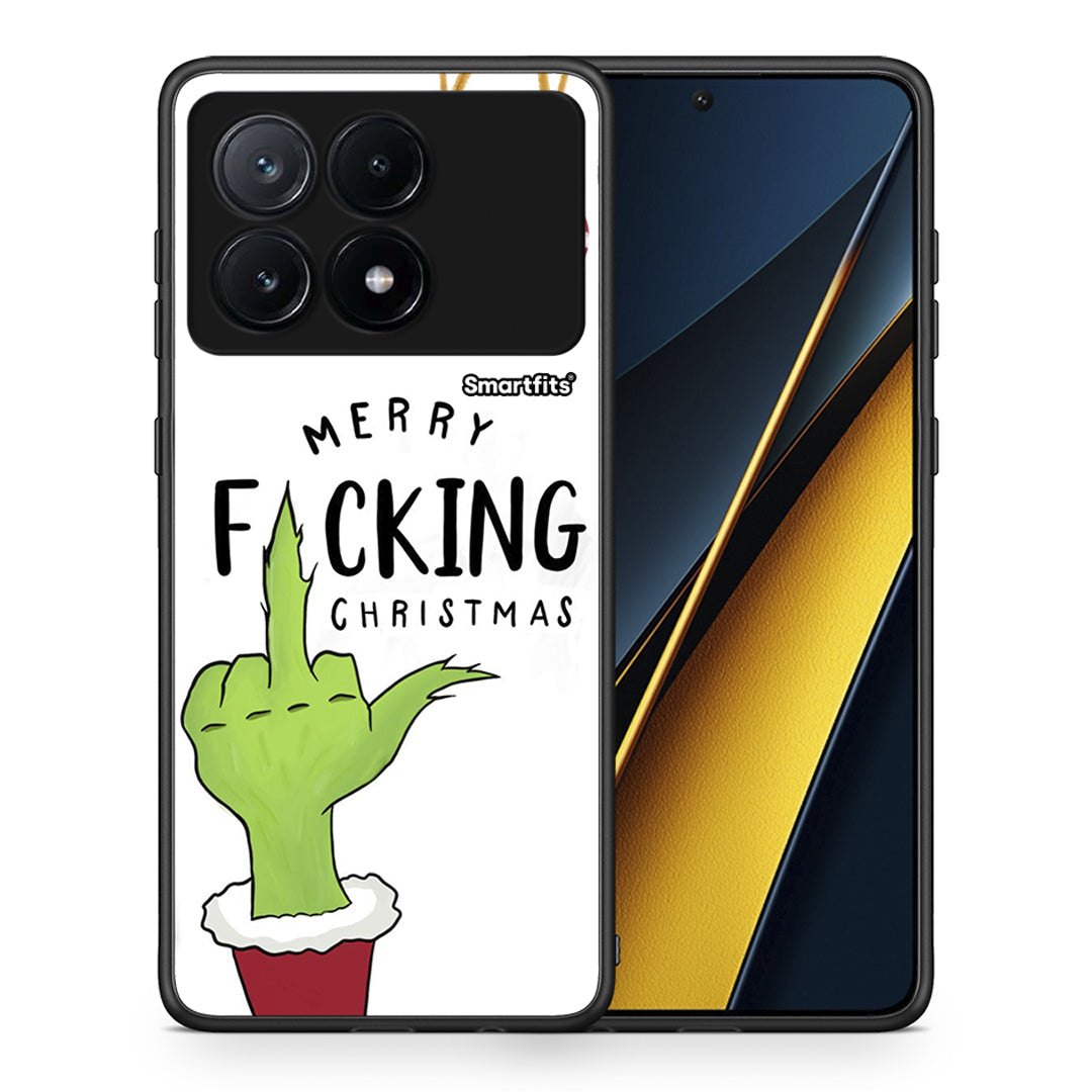 Θήκη Xiaomi Poco X6 Pro 5G Merry F Xmas από τη Smartfits με σχέδιο στο πίσω μέρος και μαύρο περίβλημα | Xiaomi Poco X6 Pro 5G Merry F Xmas case with colorful back and black bezels