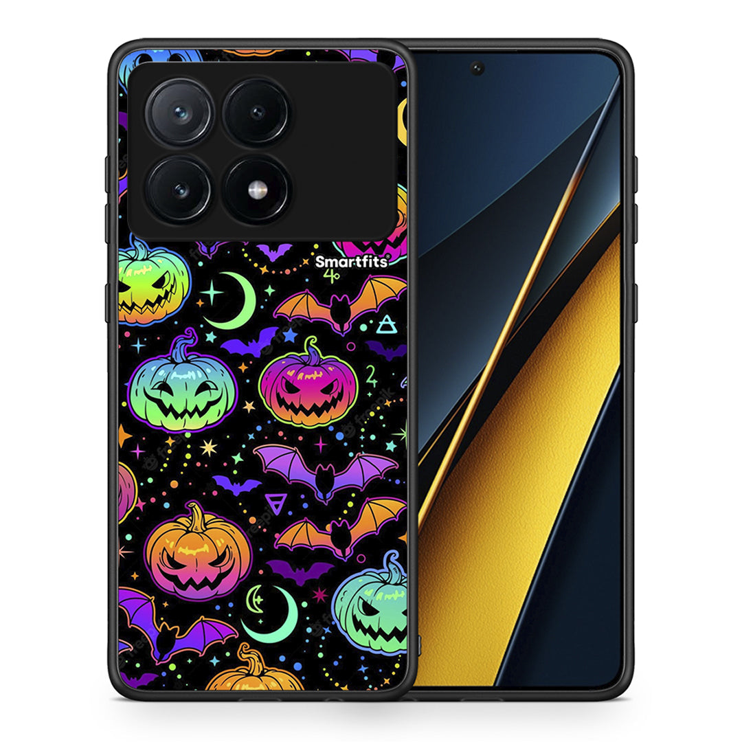 Θήκη Xiaomi Poco X6 Pro 5G Neon Halloween από τη Smartfits με σχέδιο στο πίσω μέρος και μαύρο περίβλημα | Xiaomi Poco X6 Pro 5G Neon Halloween case with colorful back and black bezels