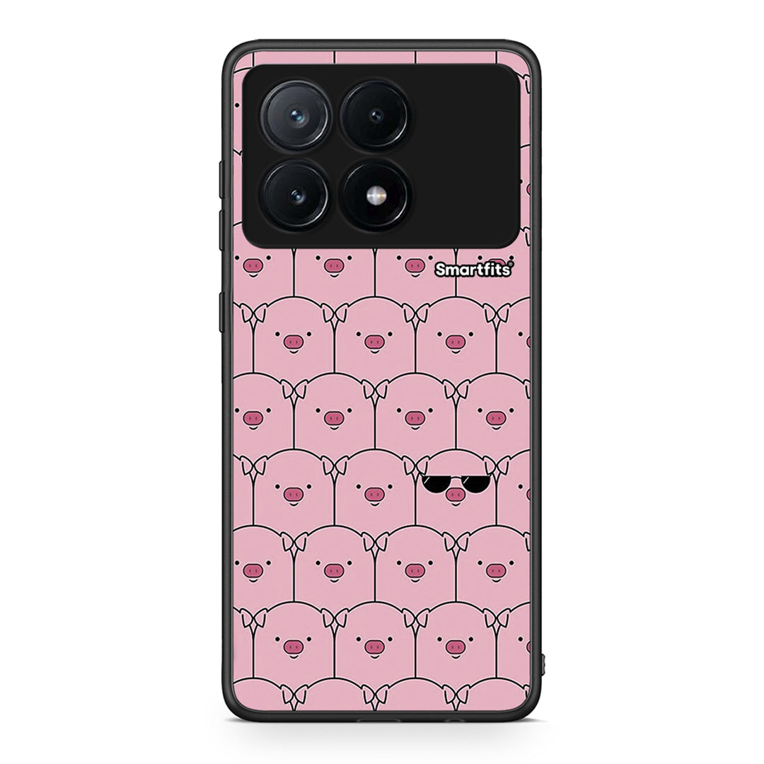 Xiaomi Poco X6 Pro 5G Pig Glasses θήκη από τη Smartfits με σχέδιο στο πίσω μέρος και μαύρο περίβλημα | Smartphone case with colorful back and black bezels by Smartfits