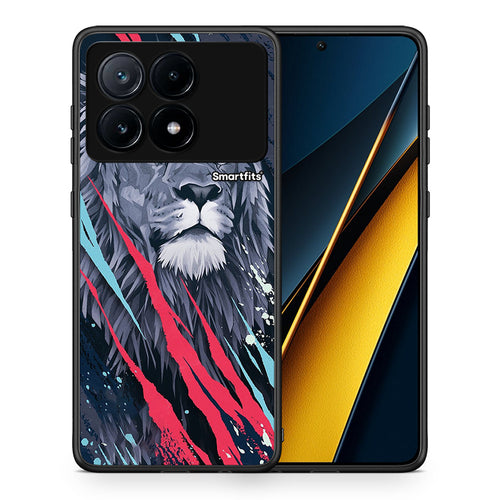Θήκη Xiaomi Poco X6 Pro 5G Lion Designer PopArt από τη Smartfits με σχέδιο στο πίσω μέρος και μαύρο περίβλημα | Xiaomi Poco X6 Pro 5G Lion Designer PopArt case with colorful back and black bezels