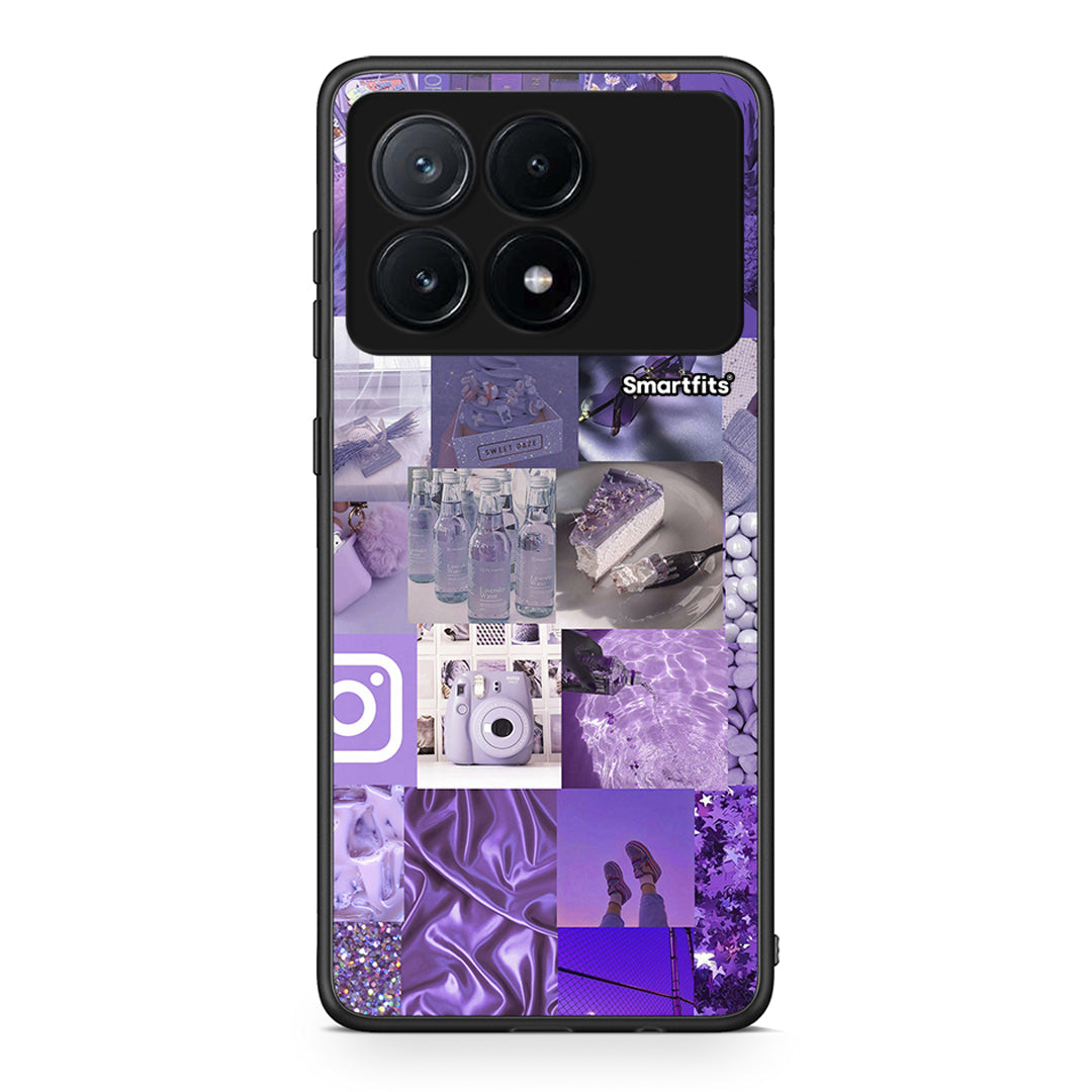 Xiaomi Poco X6 Pro 5G Purple Aesthetic Collage θήκη από τη Smartfits με σχέδιο στο πίσω μέρος και μαύρο περίβλημα | Smartphone case with colorful back and black bezels by Smartfits
