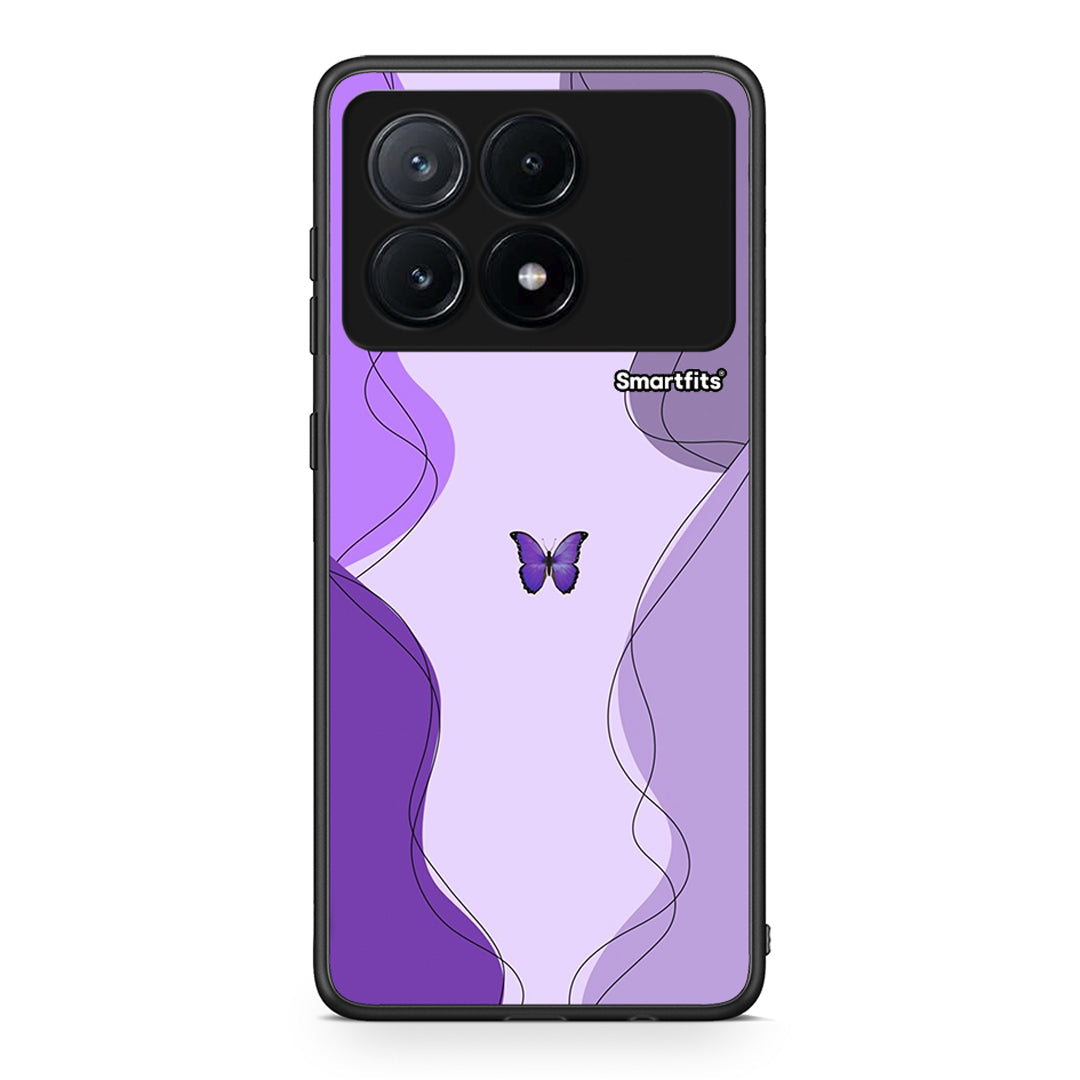 Xiaomi Poco X6 Pro 5G Purple Mariposa Θήκη Αγίου Βαλεντίνου από τη Smartfits με σχέδιο στο πίσω μέρος και μαύρο περίβλημα | Smartphone case with colorful back and black bezels by Smartfits