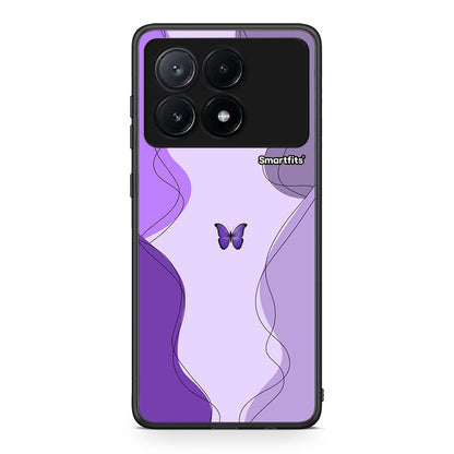 Xiaomi Poco X6 Pro 5G Purple Mariposa Θήκη Αγίου Βαλεντίνου από τη Smartfits με σχέδιο στο πίσω μέρος και μαύρο περίβλημα | Smartphone case with colorful back and black bezels by Smartfits