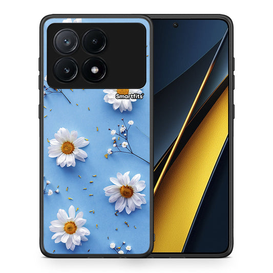 Θήκη Xiaomi Poco X6 Pro 5G Real Daisies από τη Smartfits με σχέδιο στο πίσω μέρος και μαύρο περίβλημα | Xiaomi Poco X6 Pro 5G Real Daisies case with colorful back and black bezels