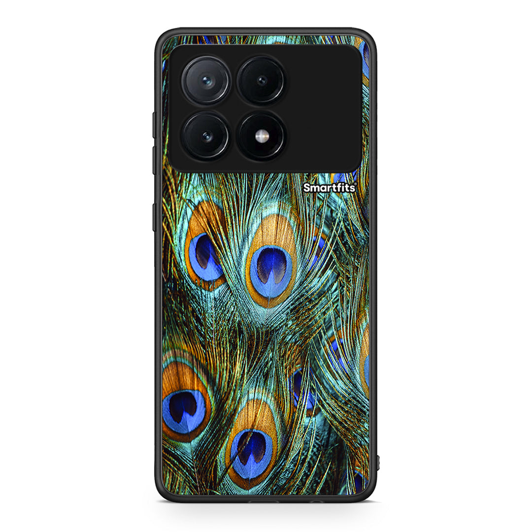 Xiaomi Poco X6 Pro 5G Real Peacock Feathers θήκη από τη Smartfits με σχέδιο στο πίσω μέρος και μαύρο περίβλημα | Smartphone case with colorful back and black bezels by Smartfits