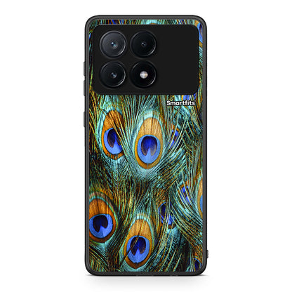 Xiaomi Poco X6 Pro 5G Real Peacock Feathers θήκη από τη Smartfits με σχέδιο στο πίσω μέρος και μαύρο περίβλημα | Smartphone case with colorful back and black bezels by Smartfits