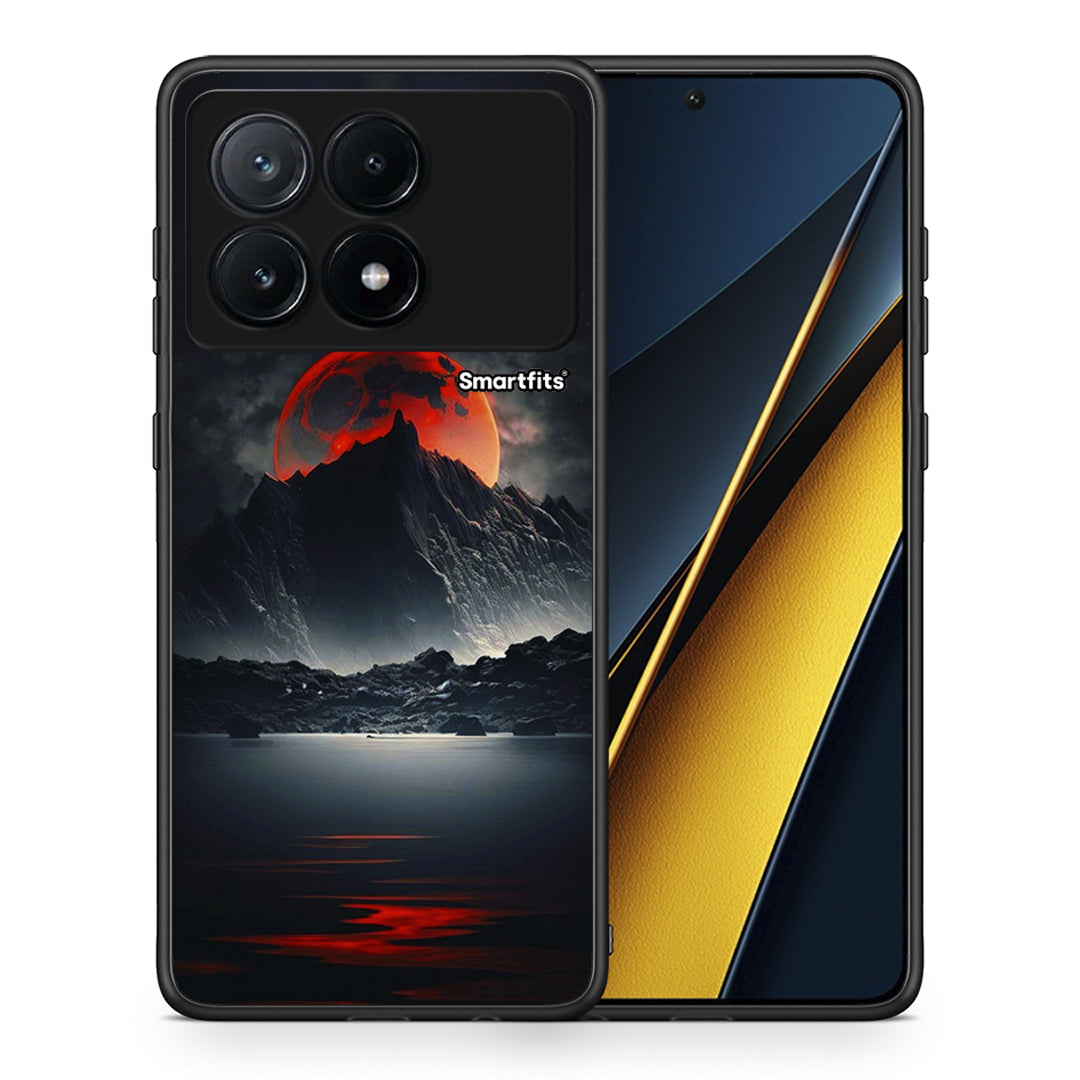 Θήκη Xiaomi Poco X6 Pro 5G Red Full Moon από τη Smartfits με σχέδιο στο πίσω μέρος και μαύρο περίβλημα | Xiaomi Poco X6 Pro 5G Red Full Moon case with colorful back and black bezels