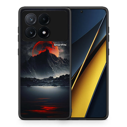 Θήκη Xiaomi Poco X6 Pro 5G Red Full Moon από τη Smartfits με σχέδιο στο πίσω μέρος και μαύρο περίβλημα | Xiaomi Poco X6 Pro 5G Red Full Moon case with colorful back and black bezels