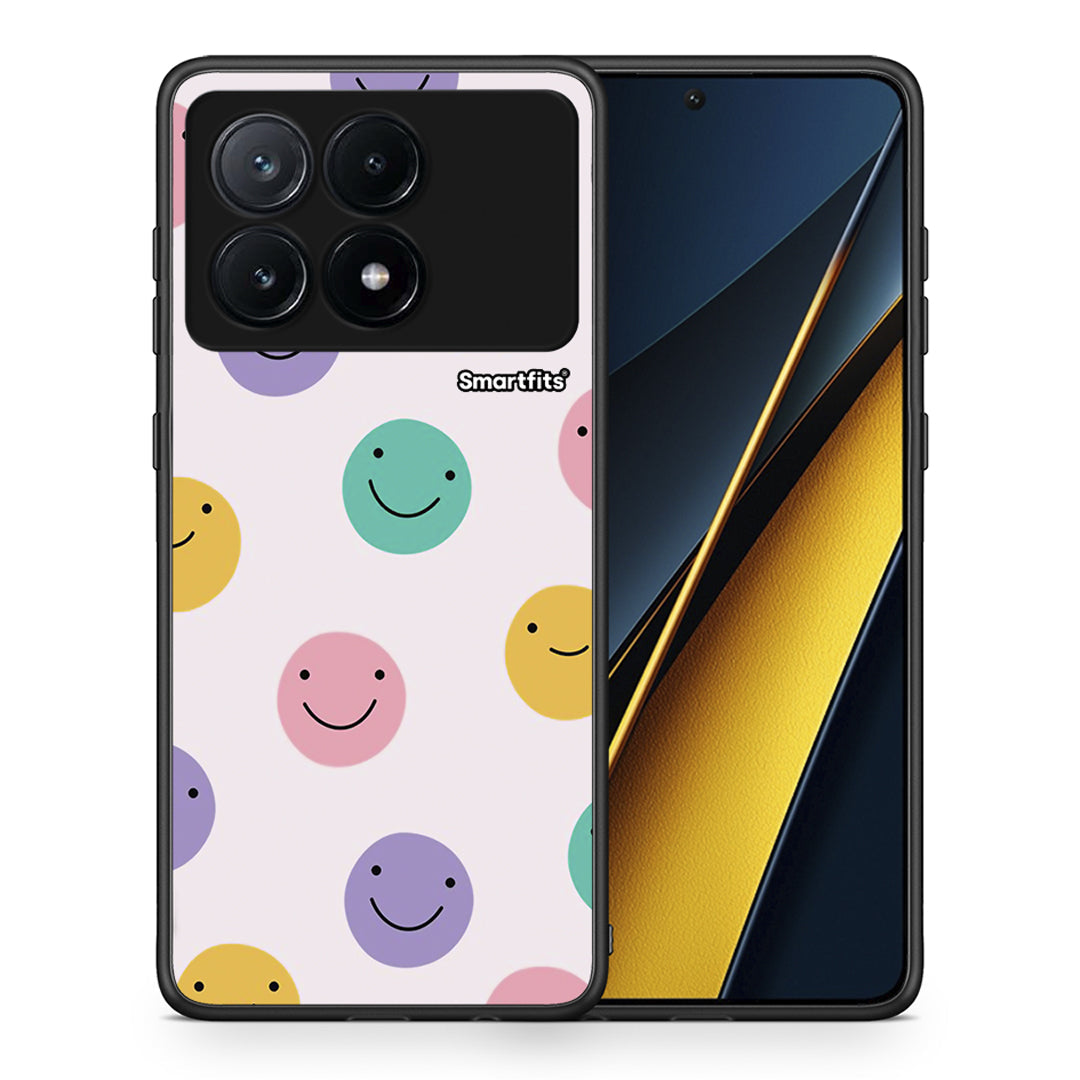 Θήκη Xiaomi Poco X6 Pro 5G Smiley Faces από τη Smartfits με σχέδιο στο πίσω μέρος και μαύρο περίβλημα | Xiaomi Poco X6 Pro 5G Smiley Faces case with colorful back and black bezels