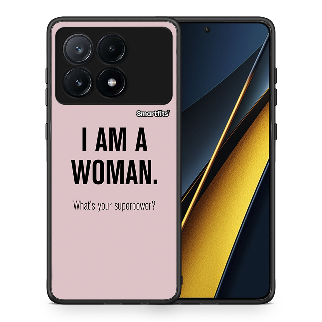 Θήκη Xiaomi Poco X6 Pro 5G Superpower Woman από τη Smartfits με σχέδιο στο πίσω μέρος και μαύρο περίβλημα | Xiaomi Poco X6 Pro 5G Superpower Woman case with colorful back and black bezels