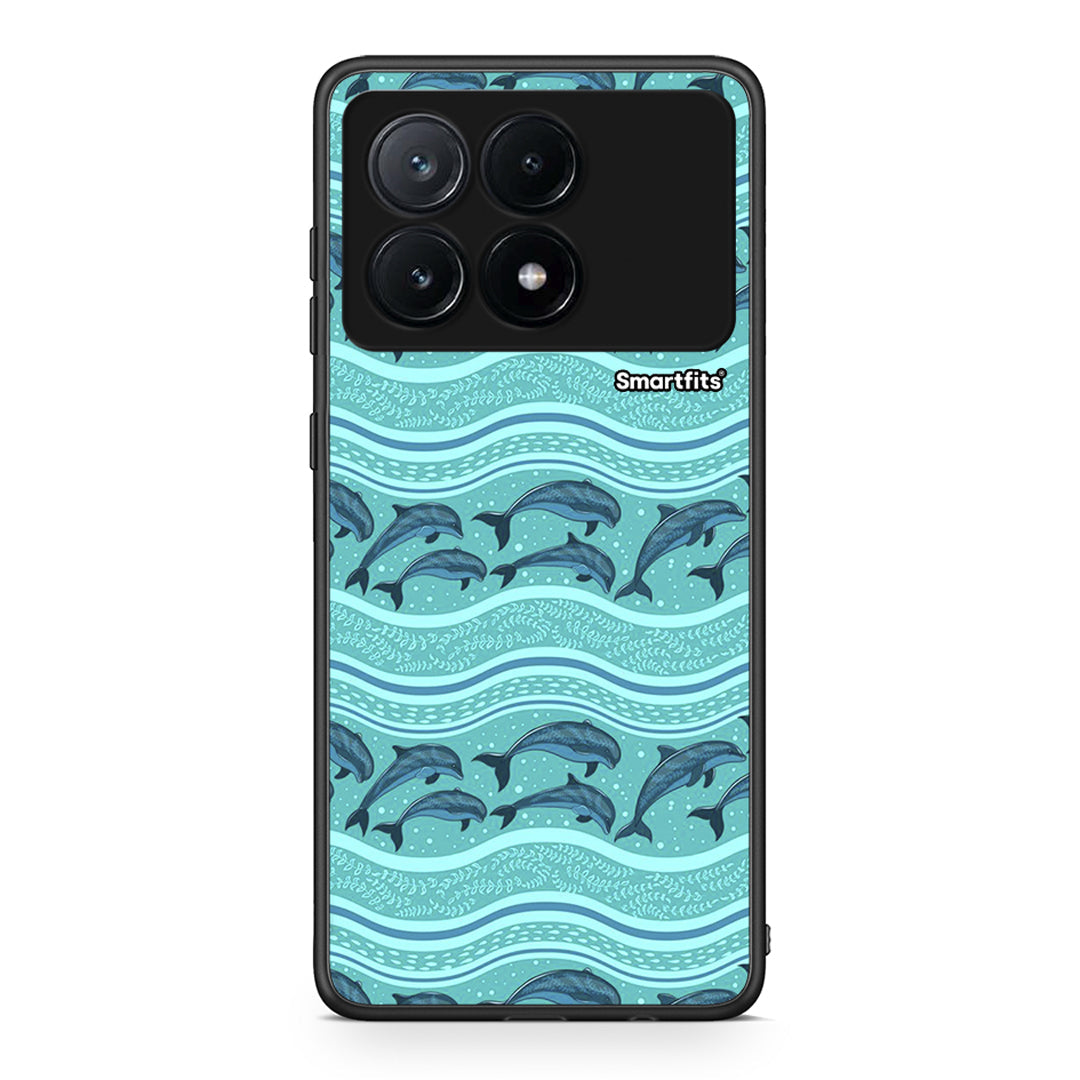 Xiaomi Poco X6 Pro 5G Swimming Dolphins θήκη από τη Smartfits με σχέδιο στο πίσω μέρος και μαύρο περίβλημα | Smartphone case with colorful back and black bezels by Smartfits