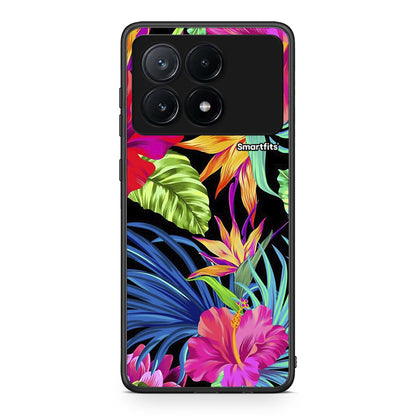 Xiaomi Poco X6 Pro 5G Tropical Flowers θήκη από τη Smartfits με σχέδιο στο πίσω μέρος και μαύρο περίβλημα | Smartphone case with colorful back and black bezels by Smartfits