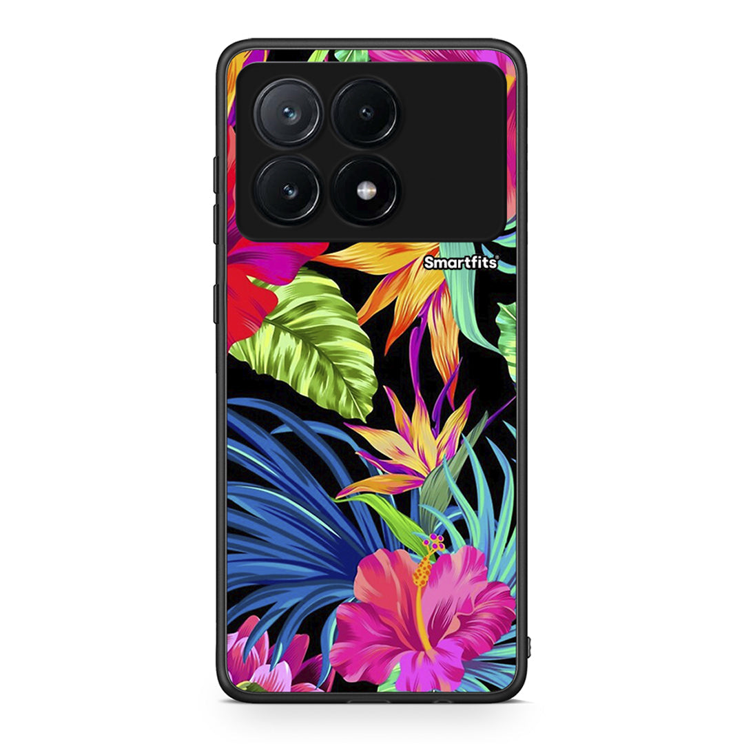 Xiaomi Poco X6 Pro 5G Tropical Flowers θήκη από τη Smartfits με σχέδιο στο πίσω μέρος και μαύρο περίβλημα | Smartphone case with colorful back and black bezels by Smartfits