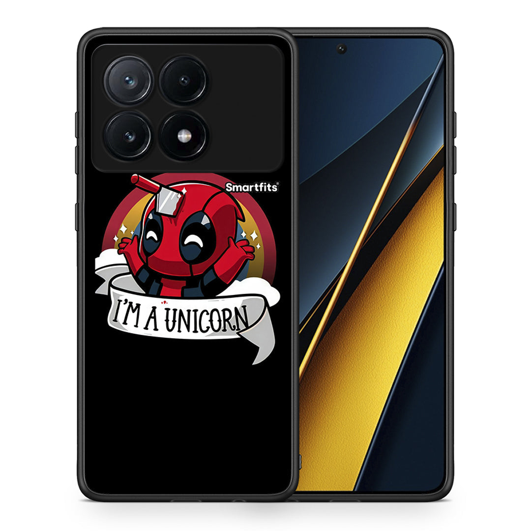 Θήκη Xiaomi Poco X6 Pro 5G Unicorn Deadpool από τη Smartfits με σχέδιο στο πίσω μέρος και μαύρο περίβλημα | Xiaomi Poco X6 Pro 5G Unicorn Deadpool case with colorful back and black bezels