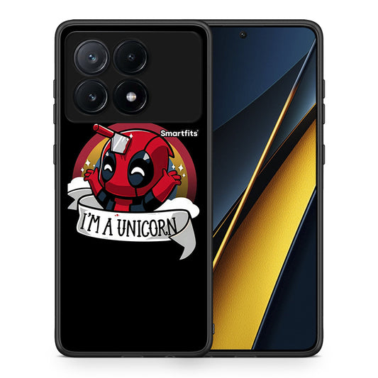 Θήκη Xiaomi Poco X6 Pro 5G Unicorn Deadpool από τη Smartfits με σχέδιο στο πίσω μέρος και μαύρο περίβλημα | Xiaomi Poco X6 Pro 5G Unicorn Deadpool case with colorful back and black bezels