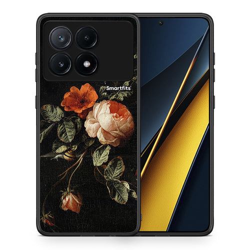Θήκη Xiaomi Poco X6 Pro 5G Vintage Roses από τη Smartfits με σχέδιο στο πίσω μέρος και μαύρο περίβλημα | Xiaomi Poco X6 Pro 5G Vintage Roses case with colorful back and black bezels