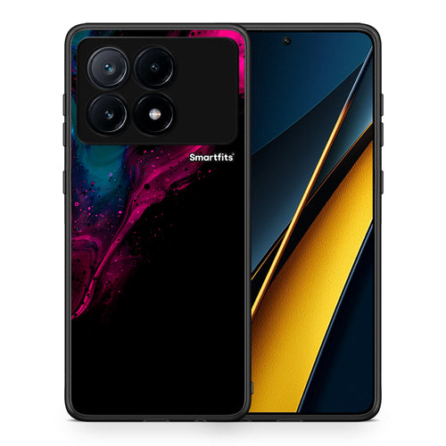 Θήκη Xiaomi Poco X6 Pro 5G Pink Black Watercolor από τη Smartfits με σχέδιο στο πίσω μέρος και μαύρο περίβλημα | Xiaomi Poco X6 Pro 5G Pink Black Watercolor case with colorful back and black bezels