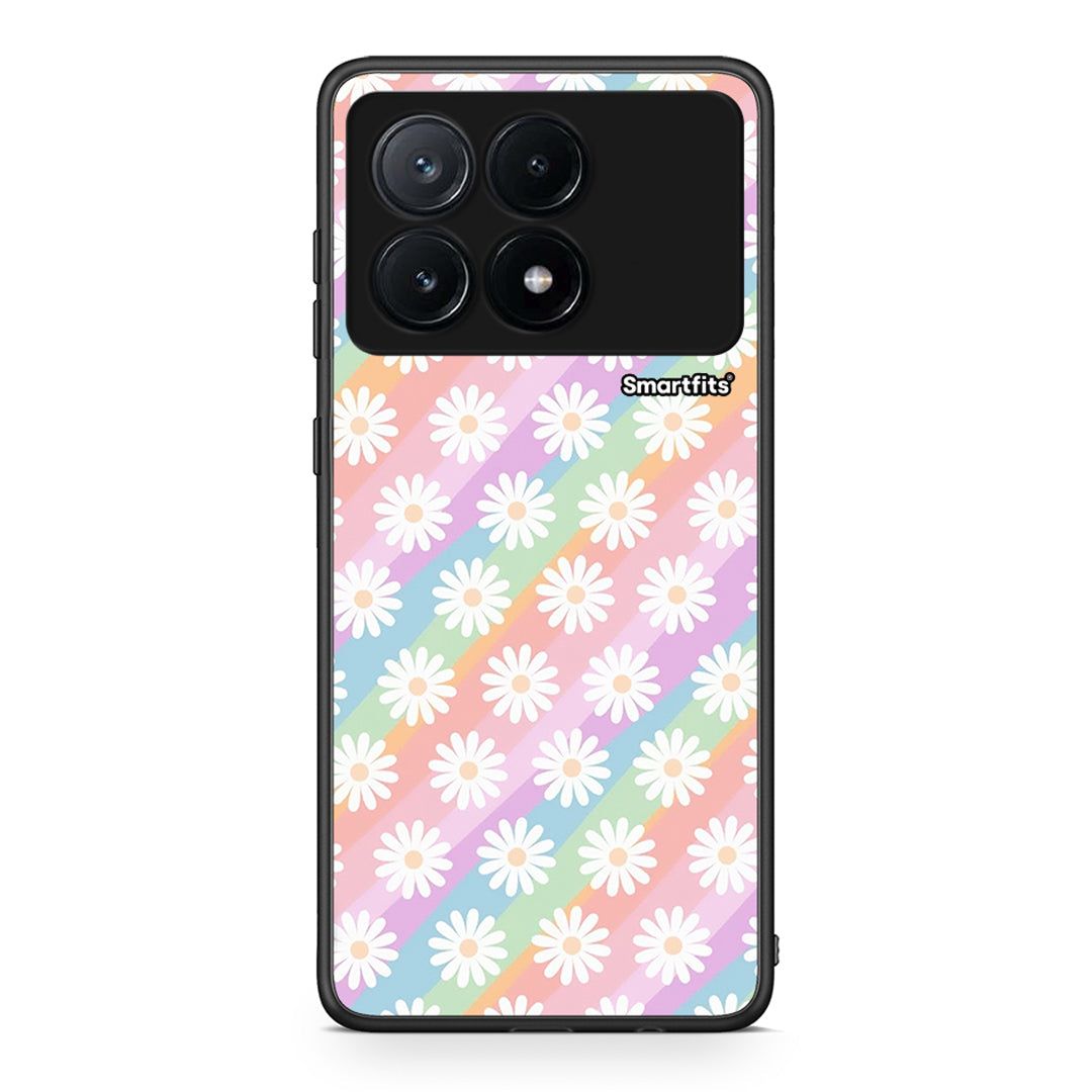 Xiaomi Poco X6 Pro 5G White Daisies θήκη από τη Smartfits με σχέδιο στο πίσω μέρος και μαύρο περίβλημα | Smartphone case with colorful back and black bezels by Smartfits