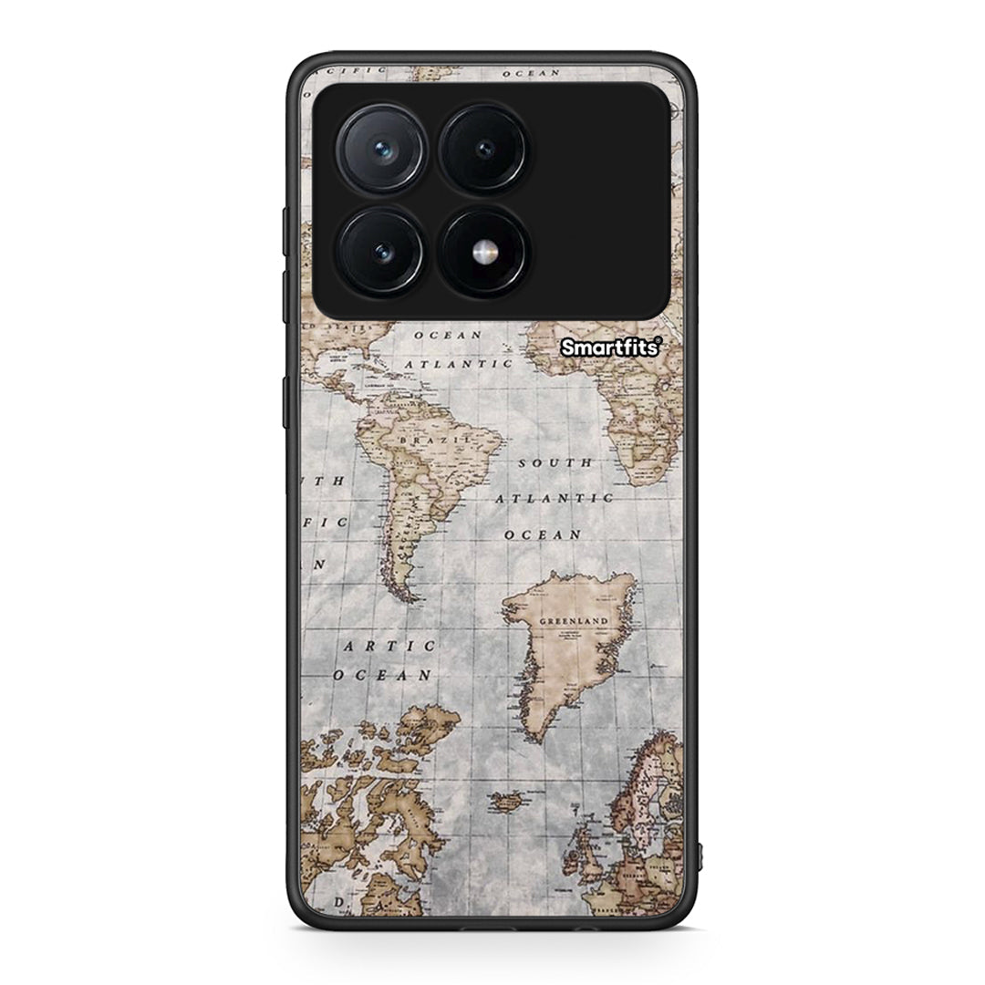 Xiaomi Poco X6 Pro 5G World Map Θήκη από τη Smartfits με σχέδιο στο πίσω μέρος και μαύρο περίβλημα | Smartphone case with colorful back and black bezels by Smartfits