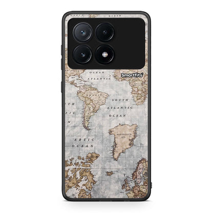Xiaomi Poco X6 Pro 5G World Map Θήκη από τη Smartfits με σχέδιο στο πίσω μέρος και μαύρο περίβλημα | Smartphone case with colorful back and black bezels by Smartfits
