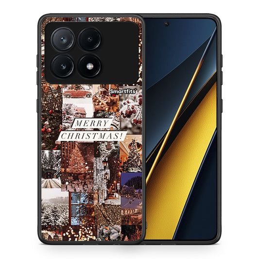 Θήκη Xiaomi Poco X6 Pro 5G Xmas Collage από τη Smartfits με σχέδιο στο πίσω μέρος και μαύρο περίβλημα | Xiaomi Poco X6 Pro 5G Xmas Collage case with colorful back and black bezels