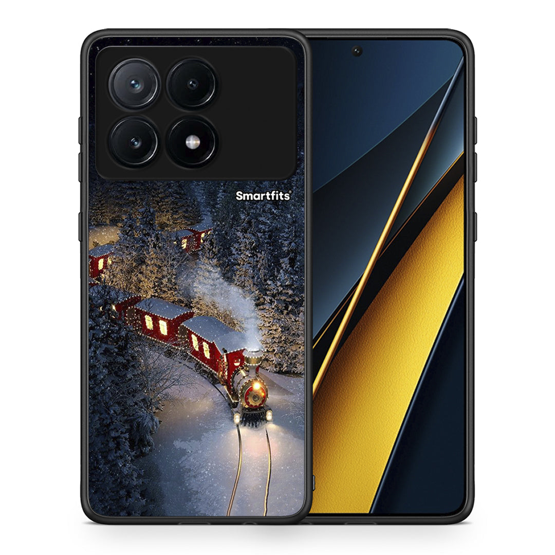 Θήκη Xiaomi Poco X6 Pro 5G Xmas Train από τη Smartfits με σχέδιο στο πίσω μέρος και μαύρο περίβλημα | Xiaomi Poco X6 Pro 5G Xmas Train case with colorful back and black bezels