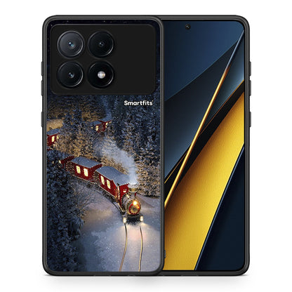 Θήκη Xiaomi Poco X6 Pro 5G Xmas Train από τη Smartfits με σχέδιο στο πίσω μέρος και μαύρο περίβλημα | Xiaomi Poco X6 Pro 5G Xmas Train case with colorful back and black bezels