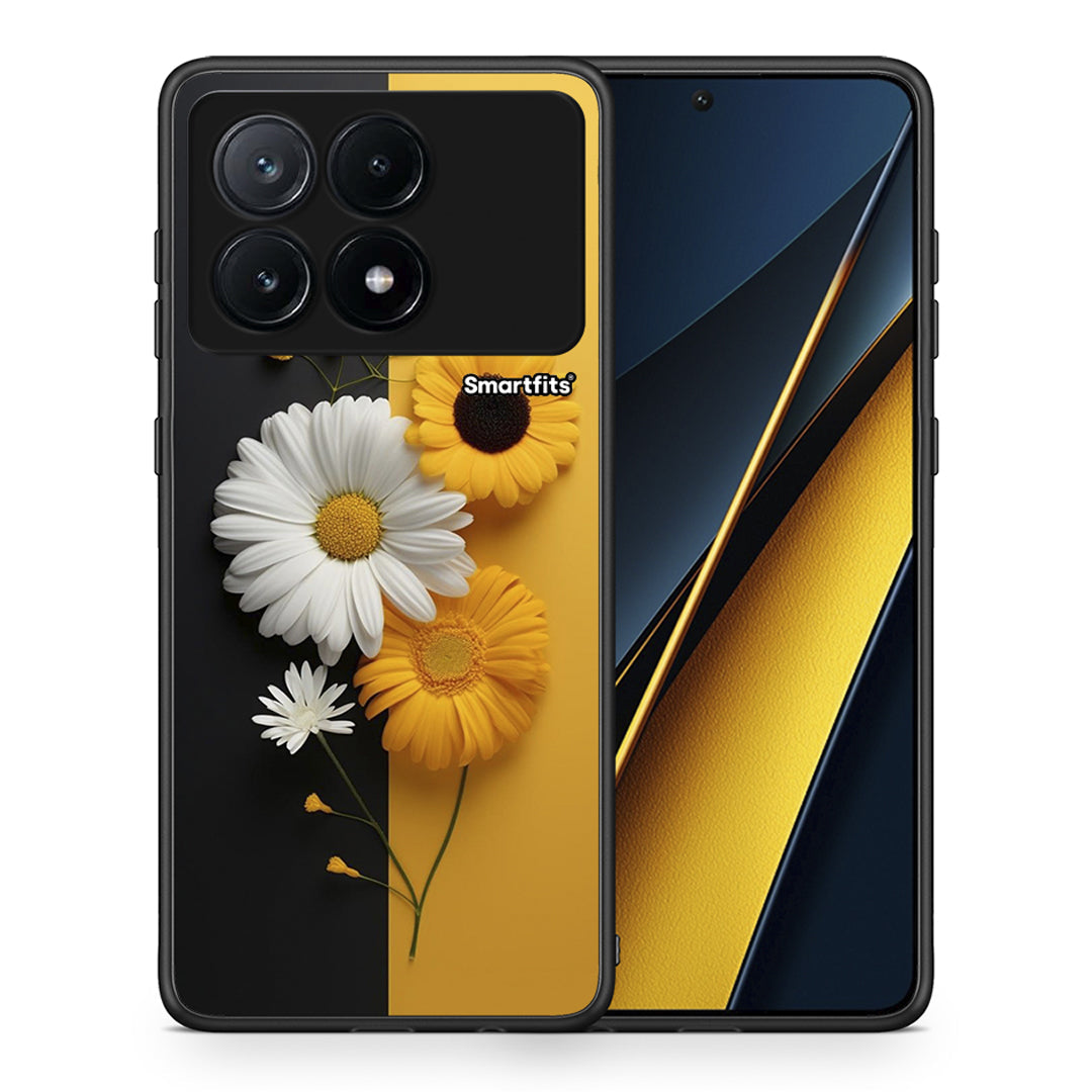 Θήκη Xiaomi Poco X6 Pro 5G Yellow Daisies από τη Smartfits με σχέδιο στο πίσω μέρος και μαύρο περίβλημα | Xiaomi Poco X6 Pro 5G Yellow Daisies case with colorful back and black bezels
