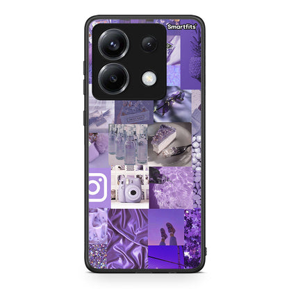 Xiaomi Poco X6 Purple Aesthetic Collage θήκη από τη Smartfits με σχέδιο στο πίσω μέρος και μαύρο περίβλημα | Smartphone case with colorful back and black bezels by Smartfits