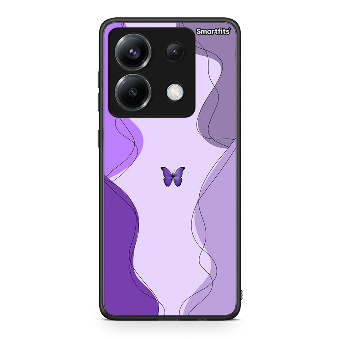 Xiaomi Poco X6 Purple Mariposa Θήκη Αγίου Βαλεντίνου από τη Smartfits με σχέδιο στο πίσω μέρος και μαύρο περίβλημα | Smartphone case with colorful back and black bezels by Smartfits