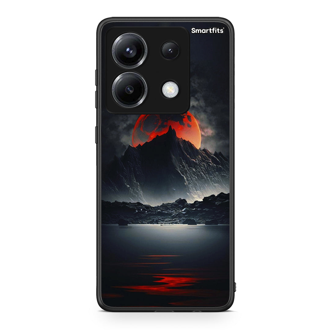 Xiaomi Poco X6 Red Full Moon θήκη από τη Smartfits με σχέδιο στο πίσω μέρος και μαύρο περίβλημα | Smartphone case with colorful back and black bezels by Smartfits