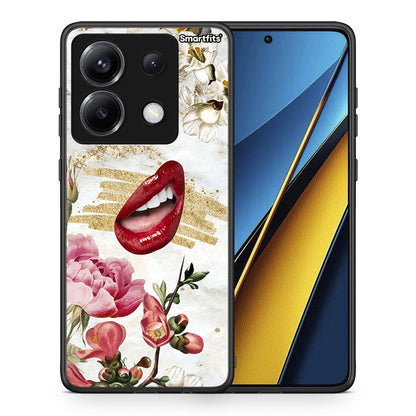 Θήκη Xiaomi Poco X6 Red Lips από τη Smartfits με σχέδιο στο πίσω μέρος και μαύρο περίβλημα | Xiaomi Poco X6 Red Lips case with colorful back and black bezels