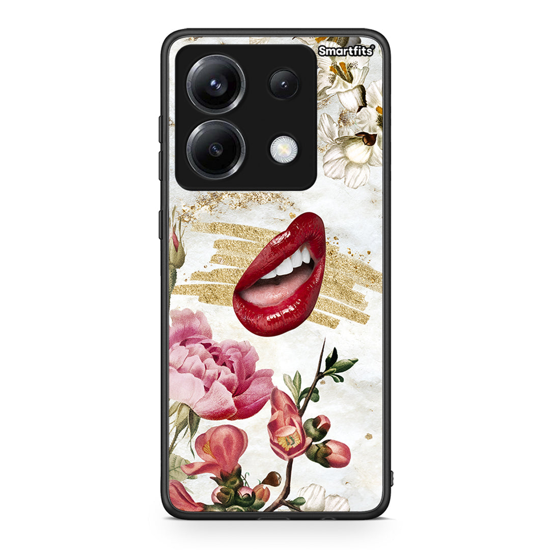 Xiaomi Poco X6 Red Lips θήκη από τη Smartfits με σχέδιο στο πίσω μέρος και μαύρο περίβλημα | Smartphone case with colorful back and black bezels by Smartfits