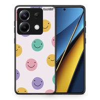 Thumbnail for Θήκη Xiaomi Poco X6 Smiley Faces από τη Smartfits με σχέδιο στο πίσω μέρος και μαύρο περίβλημα | Xiaomi Poco X6 Smiley Faces case with colorful back and black bezels