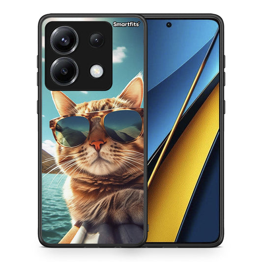 Θήκη Xiaomi Poco X6 Summer Cat από τη Smartfits με σχέδιο στο πίσω μέρος και μαύρο περίβλημα | Xiaomi Poco X6 Summer Cat case with colorful back and black bezels