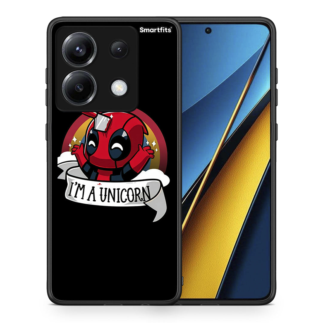 Θήκη Xiaomi Poco X6 Unicorn Deadpool από τη Smartfits με σχέδιο στο πίσω μέρος και μαύρο περίβλημα | Xiaomi Poco X6 Unicorn Deadpool case with colorful back and black bezels