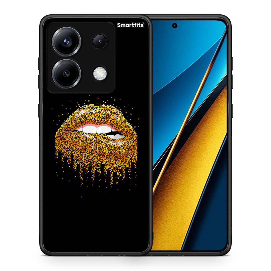 Θήκη Xiaomi Poco X6 Golden Valentine από τη Smartfits με σχέδιο στο πίσω μέρος και μαύρο περίβλημα | Xiaomi Poco X6 Golden Valentine case with colorful back and black bezels