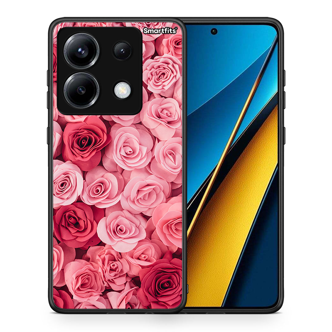 Θήκη Xiaomi Poco X6 RoseGarden Valentine από τη Smartfits με σχέδιο στο πίσω μέρος και μαύρο περίβλημα | Xiaomi Poco X6 RoseGarden Valentine case with colorful back and black bezels