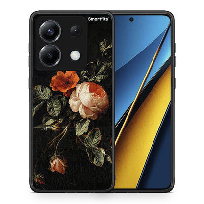 Θήκη Xiaomi Poco X6 Vintage Roses από τη Smartfits με σχέδιο στο πίσω μέρος και μαύρο περίβλημα | Xiaomi Poco X6 Vintage Roses case with colorful back and black bezels