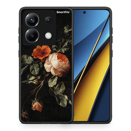 Θήκη Xiaomi Poco X6 Vintage Roses από τη Smartfits με σχέδιο στο πίσω μέρος και μαύρο περίβλημα | Xiaomi Poco X6 Vintage Roses case with colorful back and black bezels