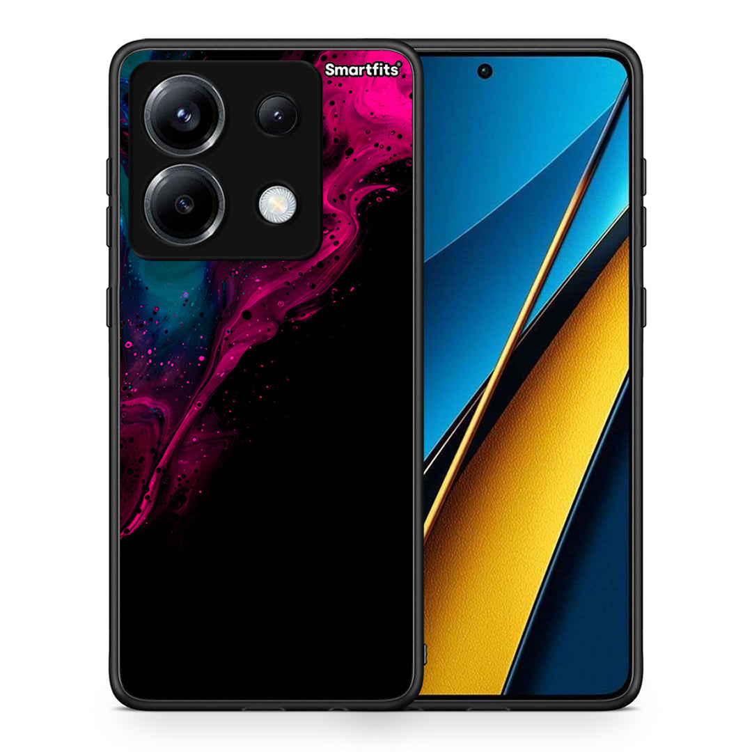 Θήκη Xiaomi Poco X6 Pink Black Watercolor από τη Smartfits με σχέδιο στο πίσω μέρος και μαύρο περίβλημα | Xiaomi Poco X6 Pink Black Watercolor case with colorful back and black bezels